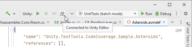 JetBrains Rider: Connected to Unity editor JetBrains Rider: Connected to Unity editor