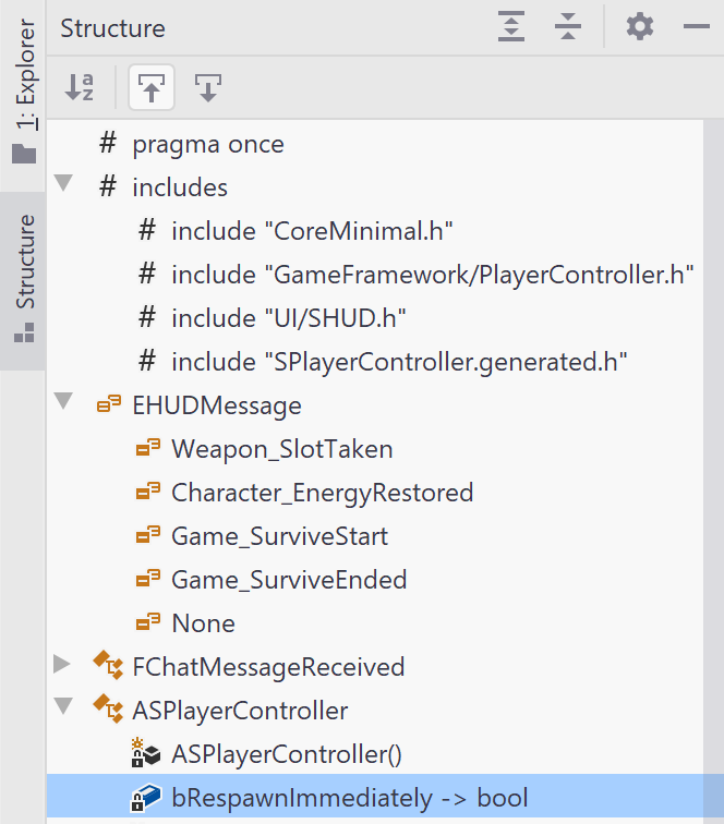 Viewing file structure of a C++ file Viewing file structure of a C++ file