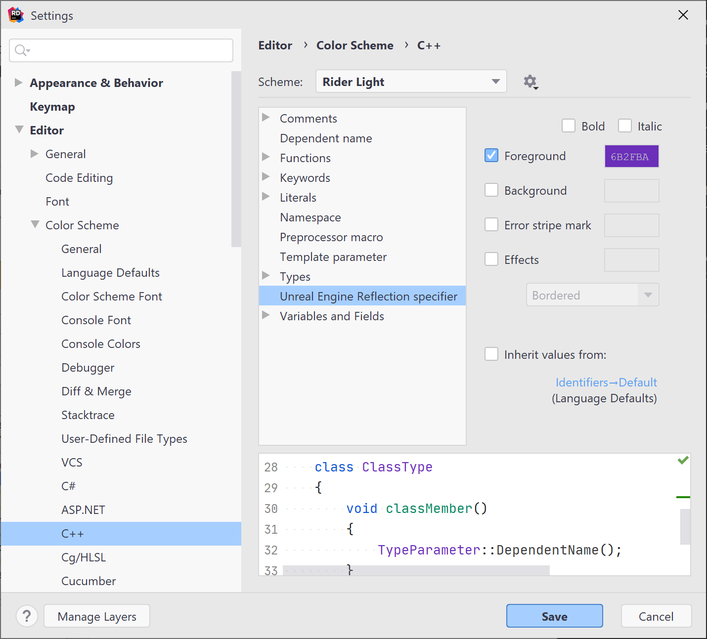 Configuring syntax highlighting for C++ identifiers Configuring syntax highlighting for C++ identifiers
