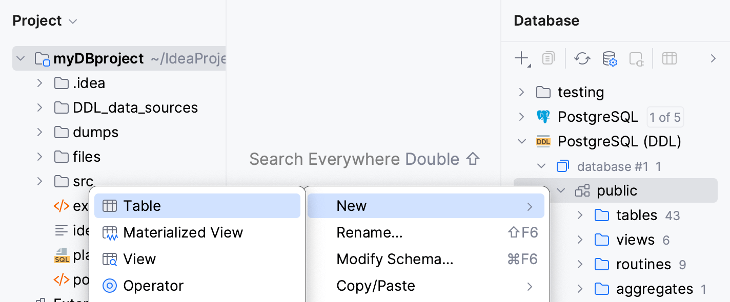 Creating objects in the DDL data source Creating objects in the DDL data source