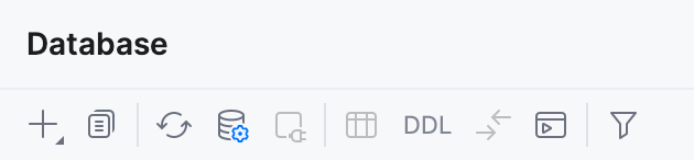 Database tool window toolbar Database tool window toolbar