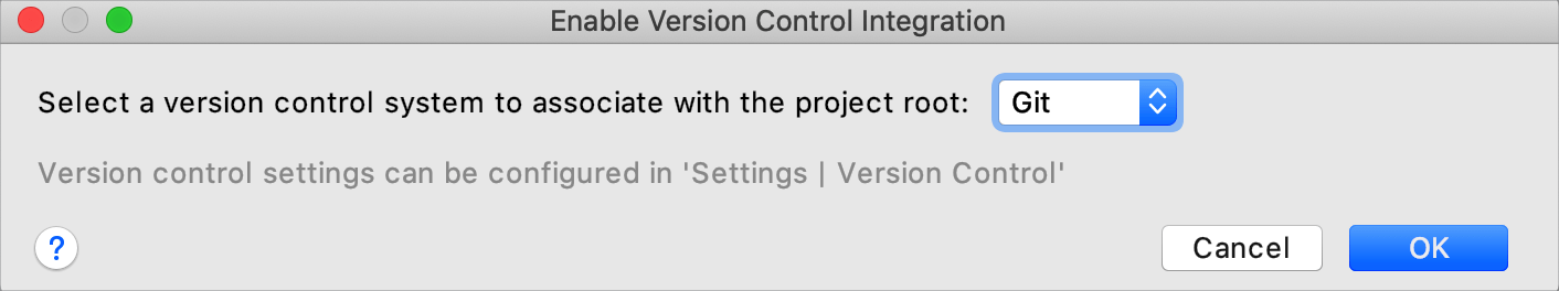 Enable version control integration Enable version control integration