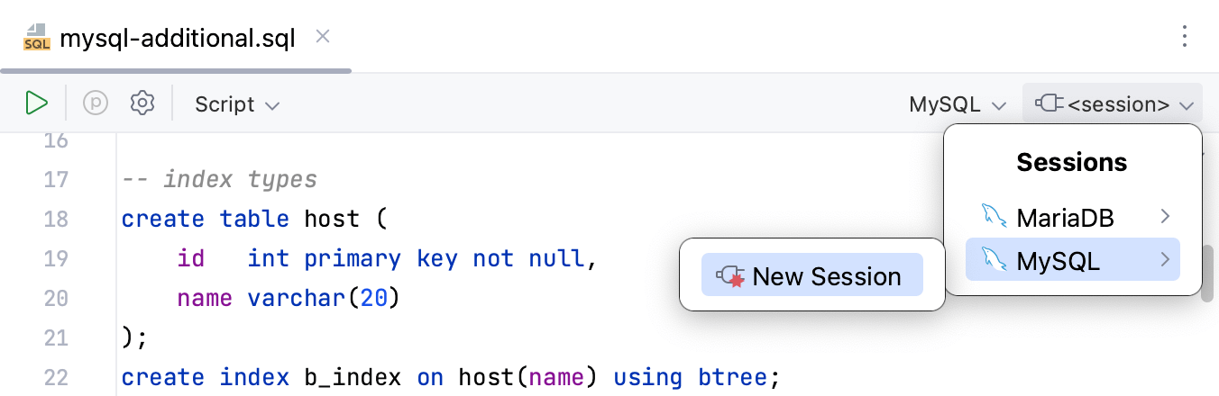 Create a connection session to a data source Create a connection session to a data source