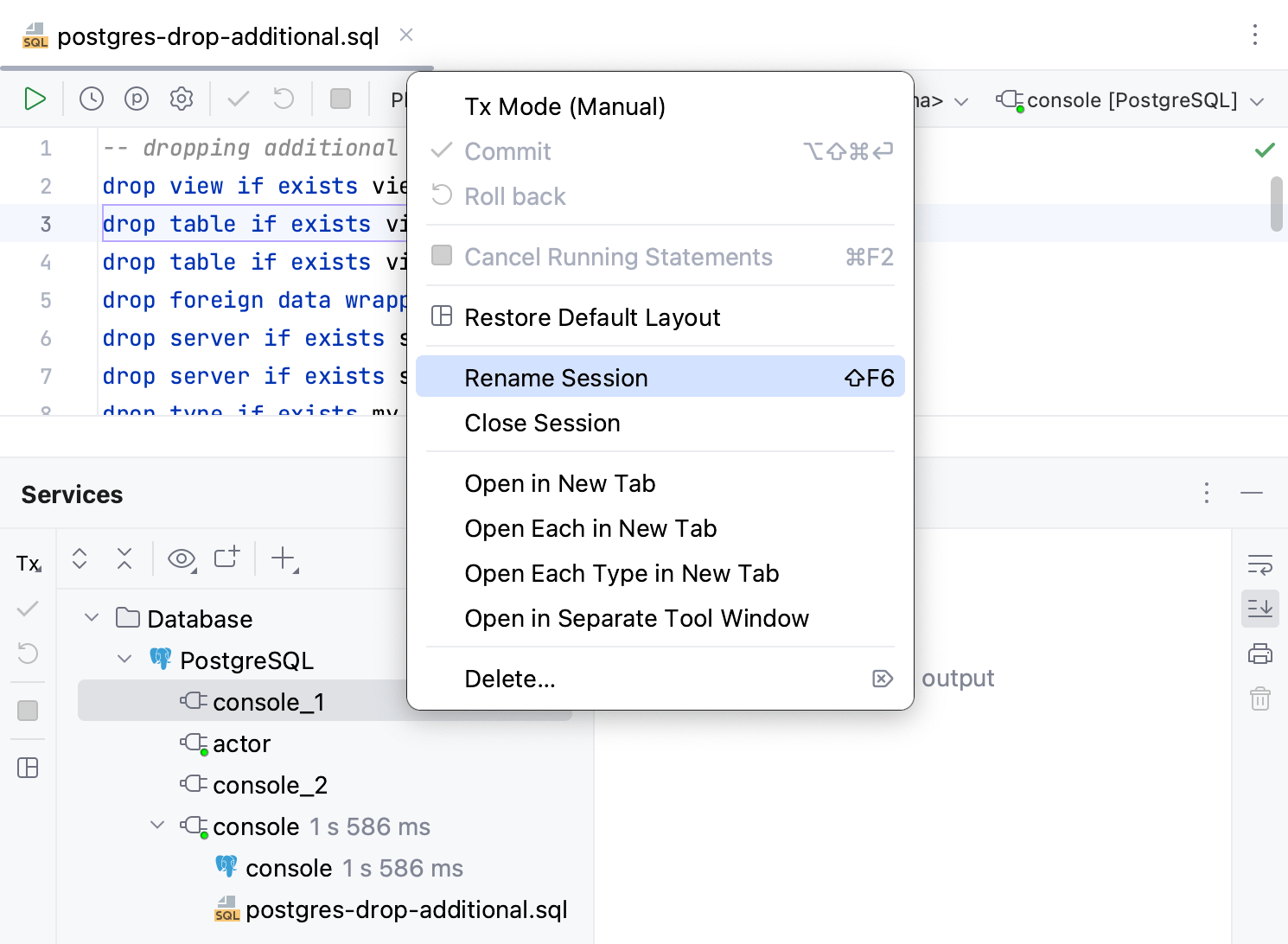 Rename a connection session Rename a connection session