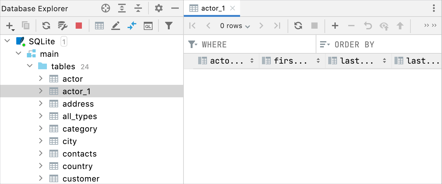 new table (actor_1) to a data source new table (actor_1) to a data source