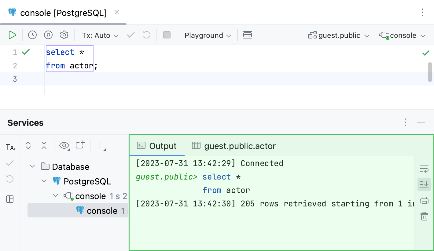The Output tab The Output tab