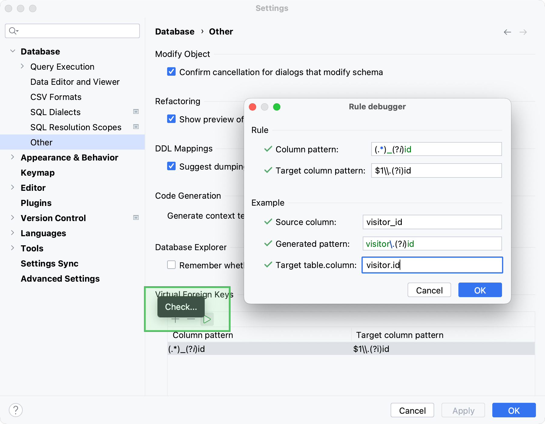 Debug rules for virtual foreign keys Debug rules for virtual foreign keys