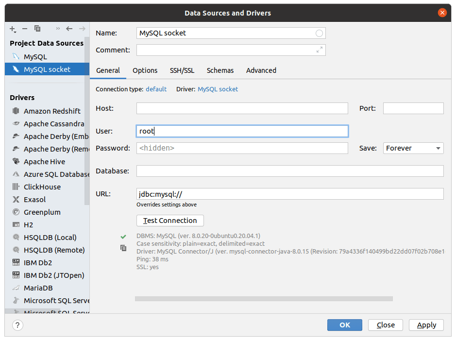Test connection Test connection