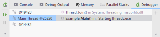 JetBrains Rider: debug frames select thread JetBrains Rider: debug frames select thread