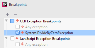 JetBrains Rider: new exception breakpoint JetBrains Rider: new exception breakpoint