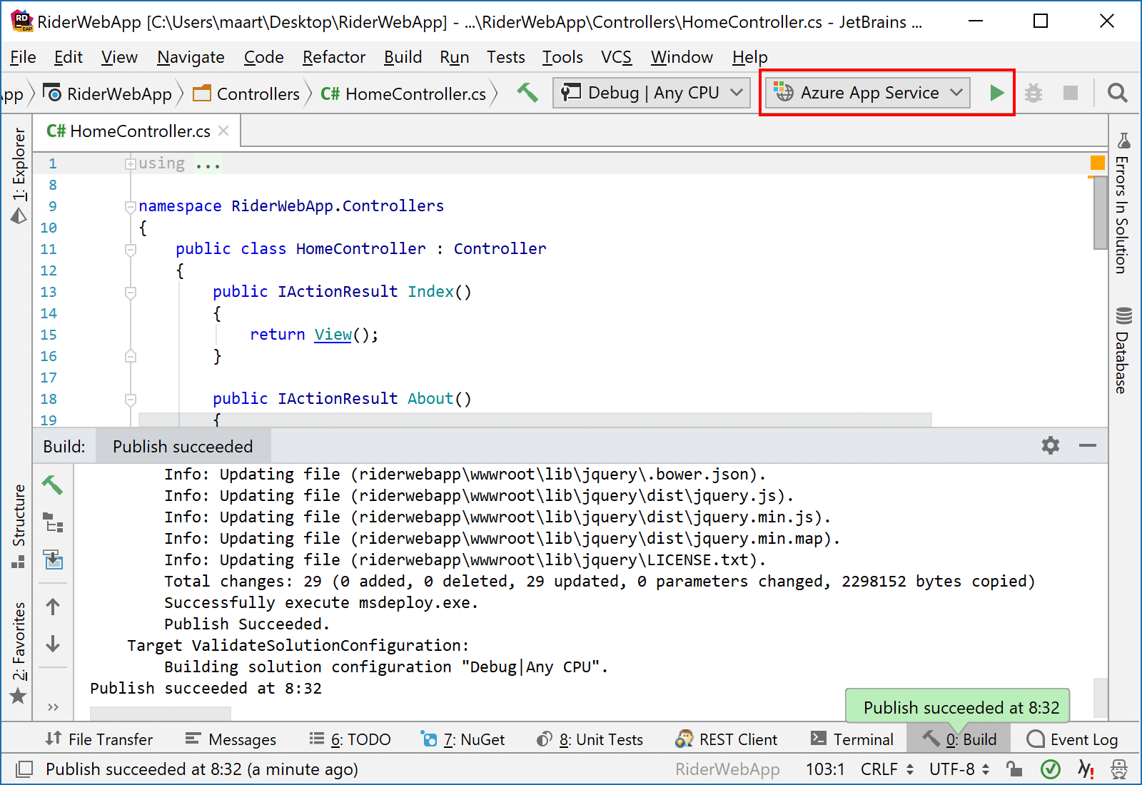 JetBrains Rider: Deploying an ASP.NET Core app JetBrains Rider: Deploying an ASP.NET Core app