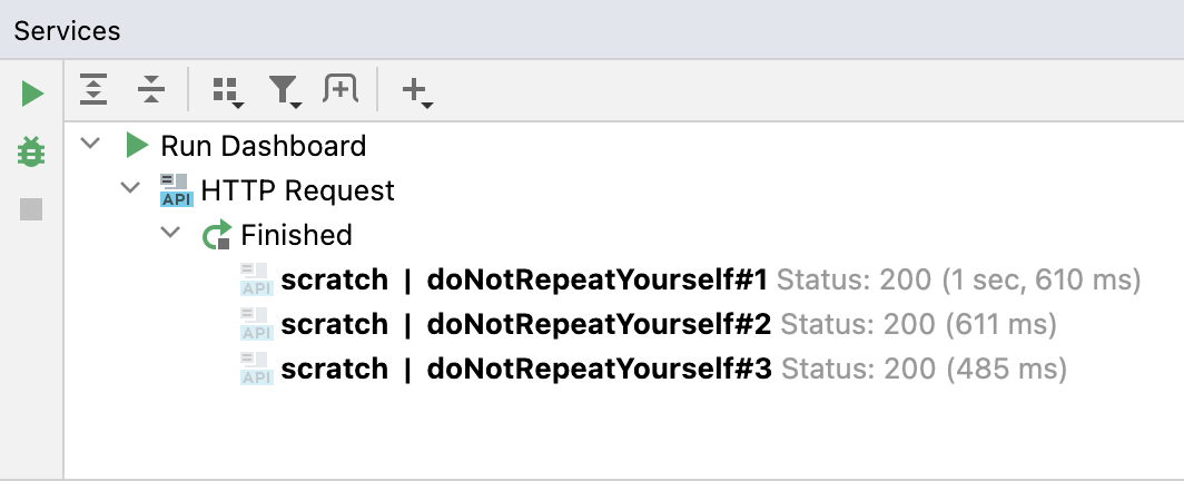 HTTP requests in Services tool window HTTP requests in Services tool window