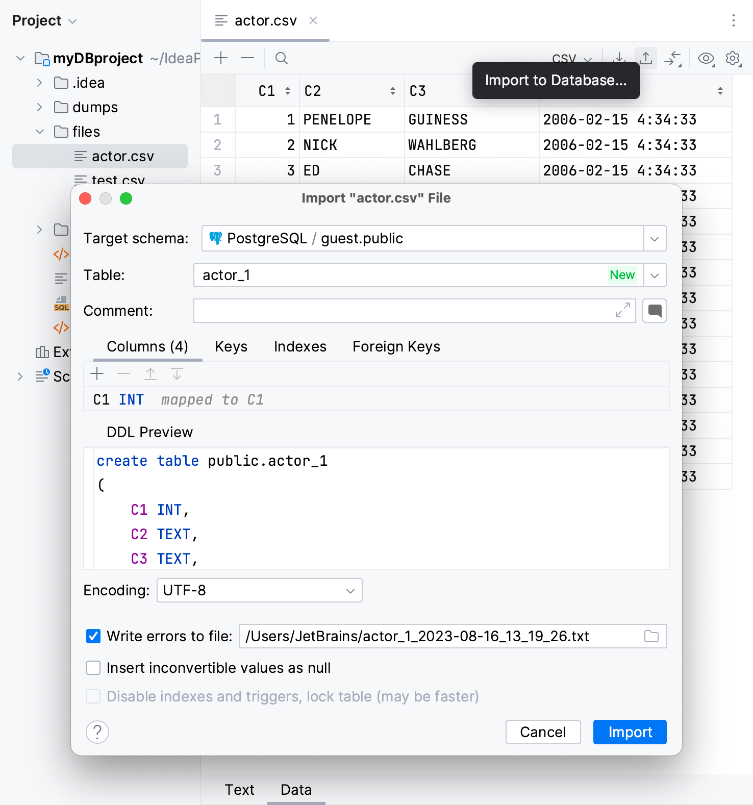 Import data to another database Import data to another database
