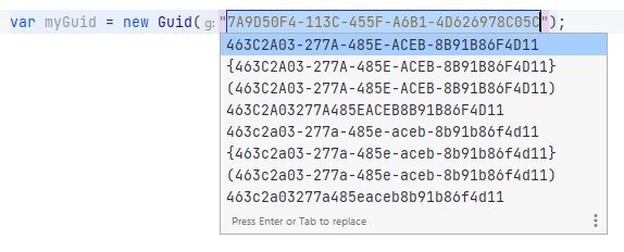 JetBrains Rider: Inset GUID via live template JetBrains Rider: Inset GUID via live template