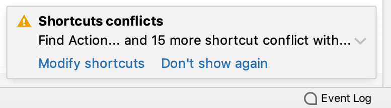 Notification on conflicting shortcuts Notification on conflicting shortcuts