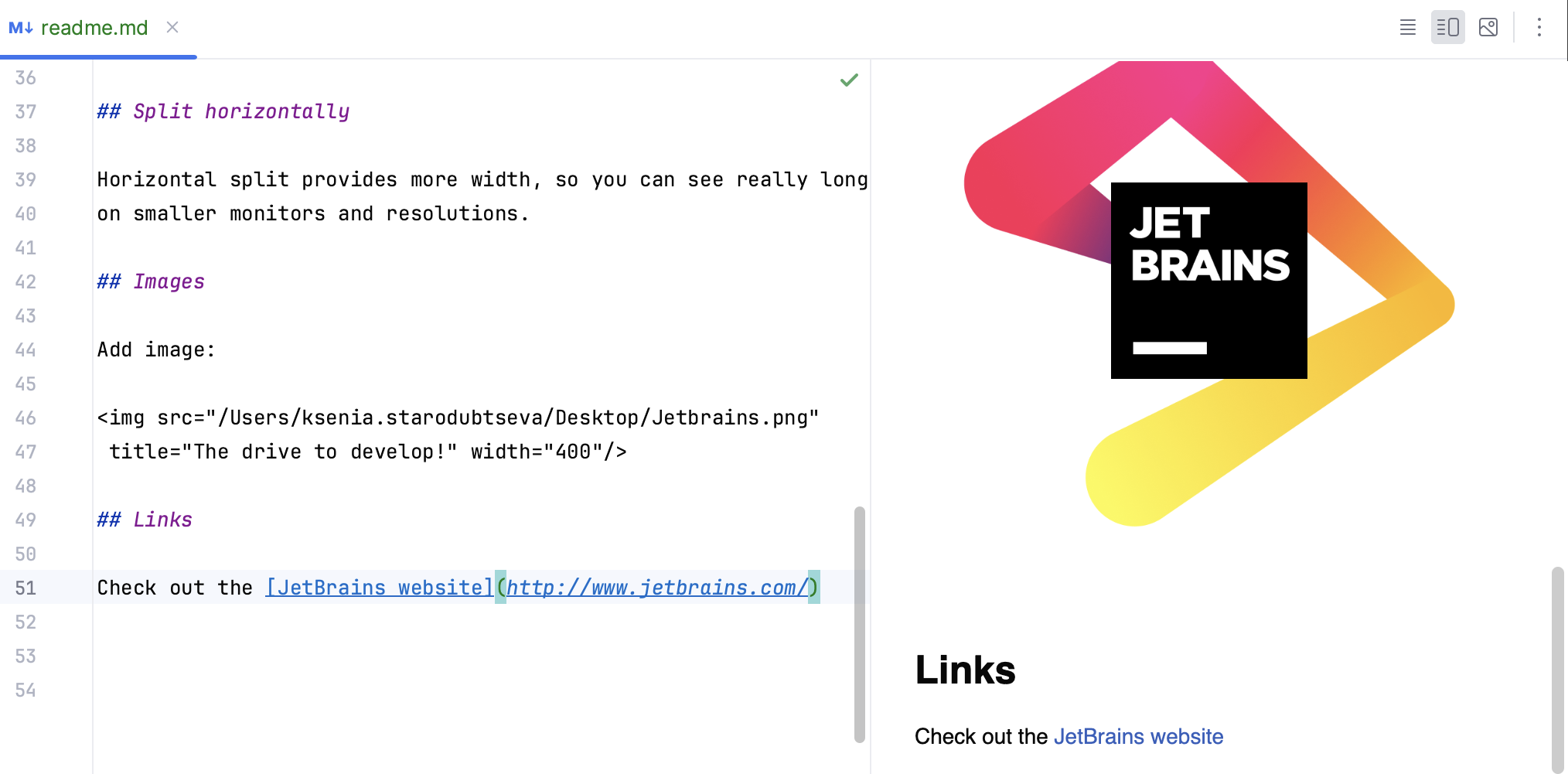 Insert a link in a Markdown file Insert a link in a Markdown file