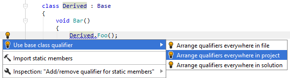 Suggestion to qualify with the base type name Suggestion to qualify with the base type name