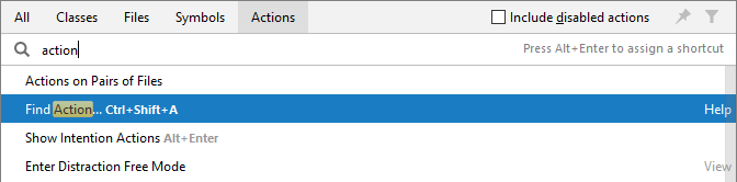 Selected actions Selected actions