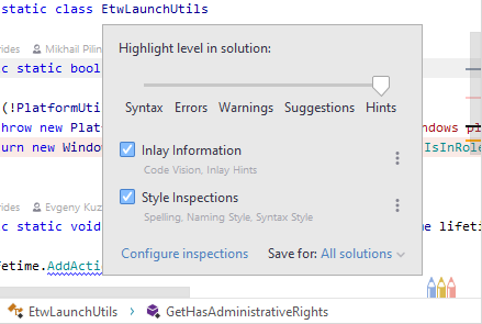 JetBrains Rider: Pencils widget JetBrains Rider: Pencils widget
