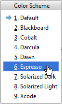 the Color Scheme menu the Color Scheme menu
