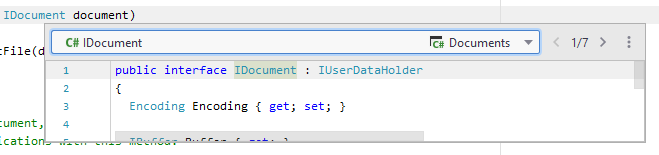 JetBrains Rider: Quick Definition with multiple results JetBrains Rider: Quick Definition with multiple results
