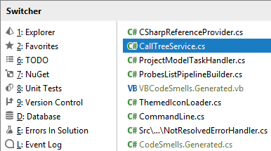 JetBrains Rider: Switcher popup JetBrains Rider: Switcher popup