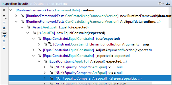 Value destination hierarchy in the Inspection Results window Value destination hierarchy in the Inspection Results window