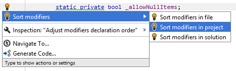 Sorting modifiers Sorting modifiers