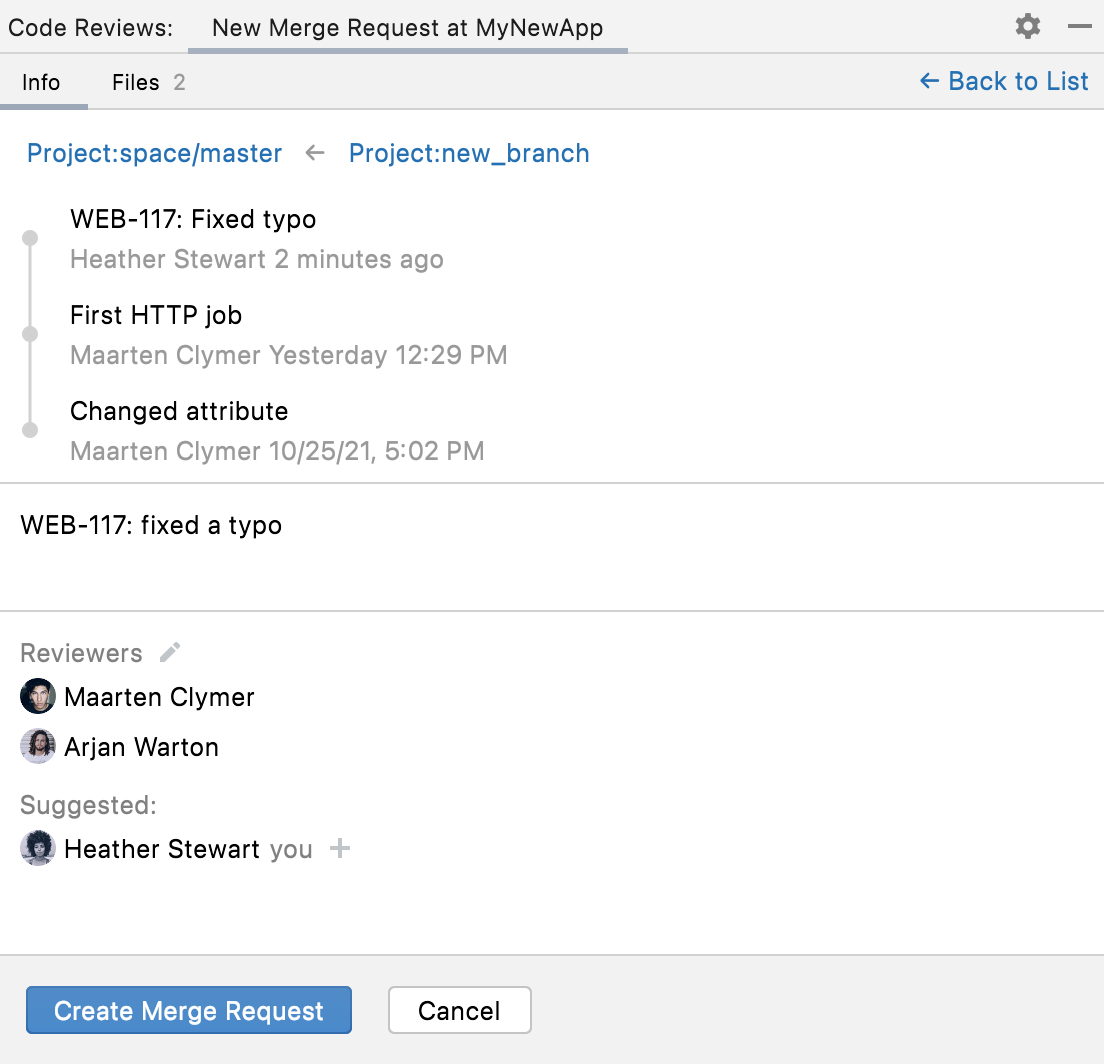 Create Space merge request Create Space merge request