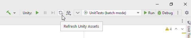 JetBrains Rider: Refresh Unity Assets button on the toolbar JetBrains Rider: Refresh Unity Assets button on the toolbar