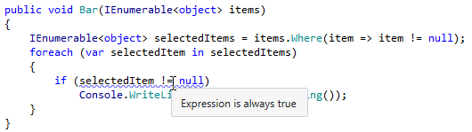 Redundant nullability check for collection item Redundant nullability check for collection item