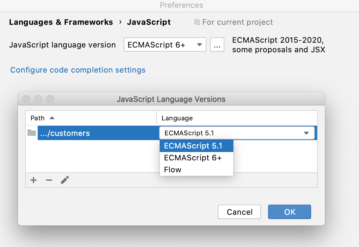 Choose language versions for separate folders Choose language versions for separate folders