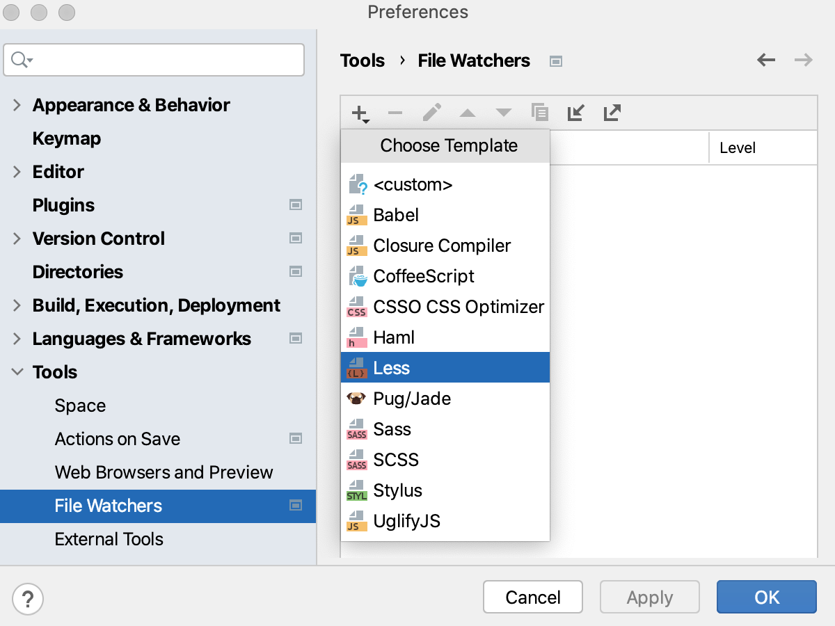 Compiling Less into CSS: creating a File Watcher Compiling Less into CSS: creating a File Watcher