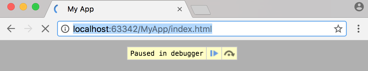 Debugging session starts, the app opens in the browser Debugging session starts, the app opens in the browser