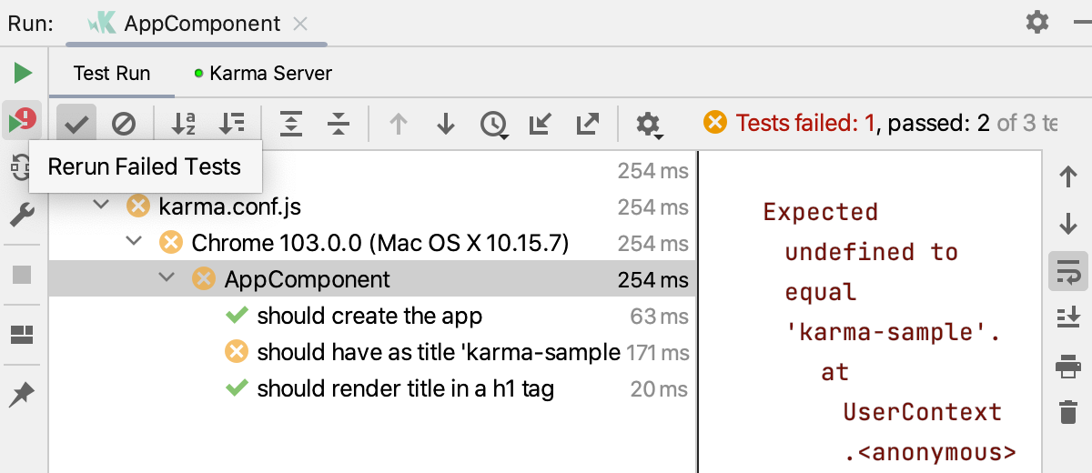 Rerun a failed Karma test Rerun a failed Karma test