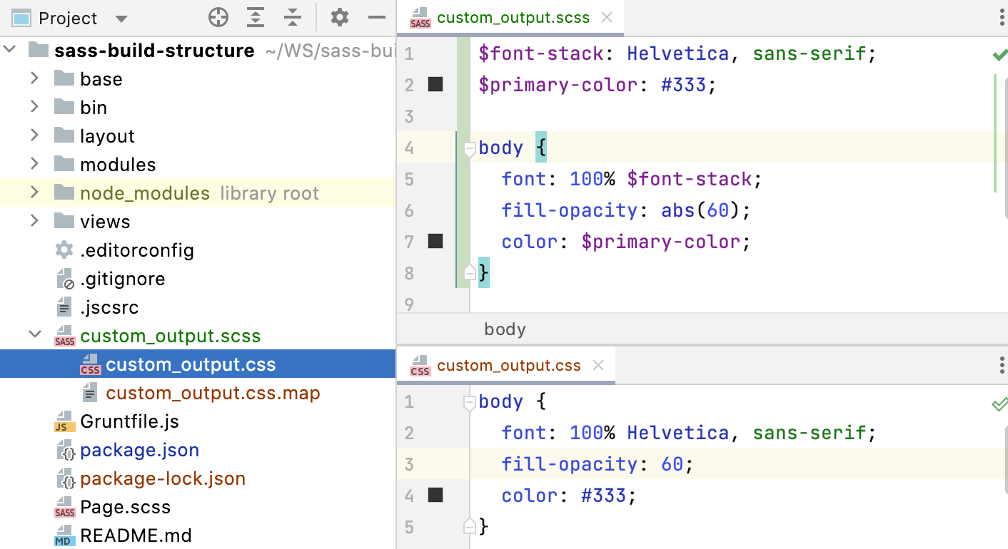 Default settings: the output is stored in the project root Default settings: the output is stored in the project root