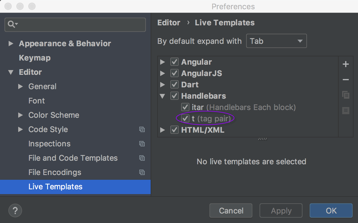 Live templates in WebStorm IDE Live templates in WebStorm IDE