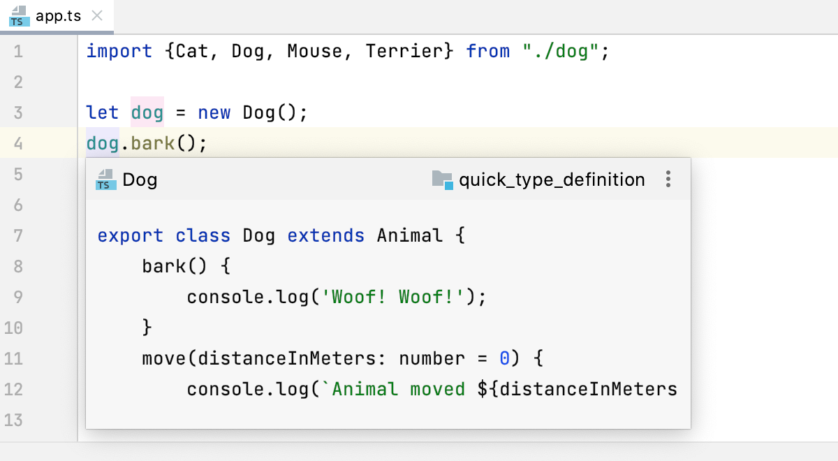 Quick type definition Quick type definition