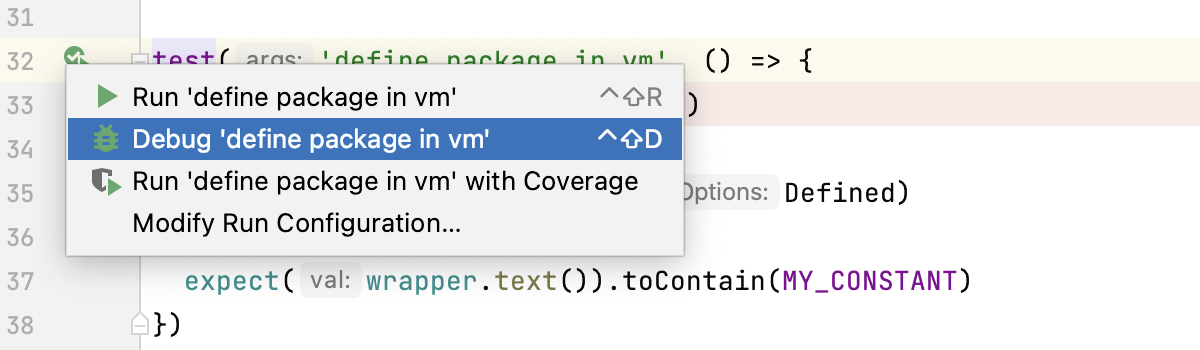 Debug one Vitest test from the editor Debug one Vitest test from the editor