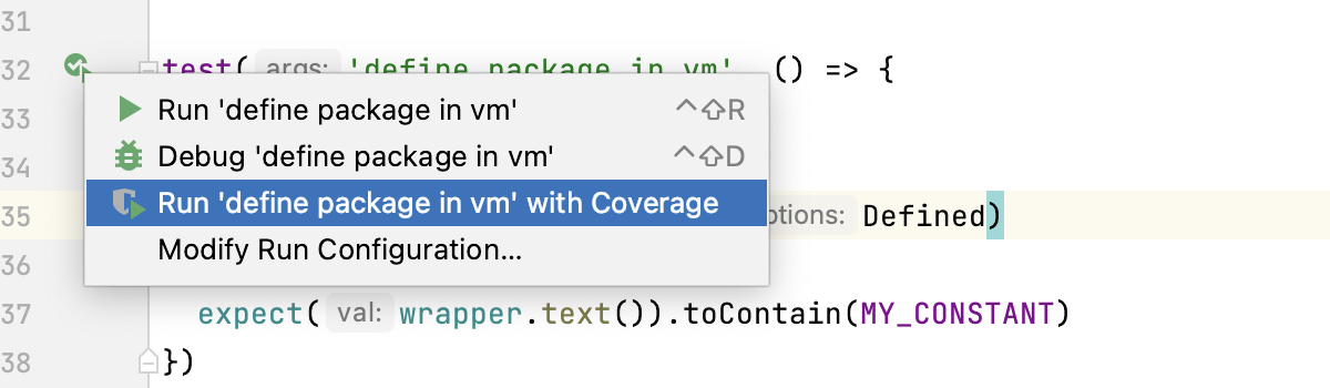 Run Vitest tests with coverage from the editor Run Vitest tests with coverage from the editor
