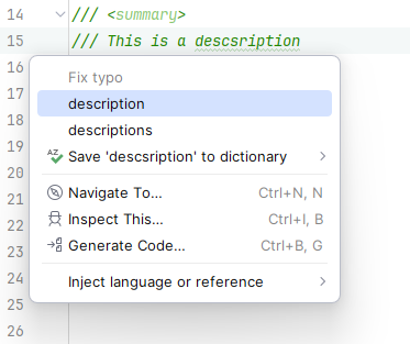 JetBrains Rider: Detecting and fixing typos