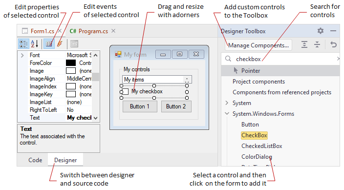 JetBrains Rider: Windows Forms designer