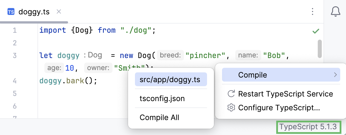 TypeScript widget: compile current file TypeScript widget: compile current file