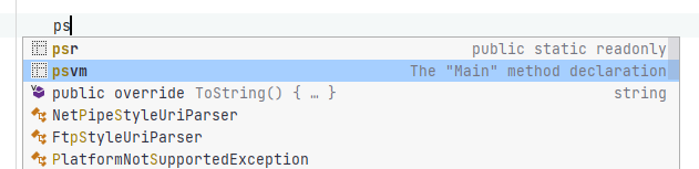 JetBrains Rider: Code template in completion list JetBrains Rider: Code template in completion list