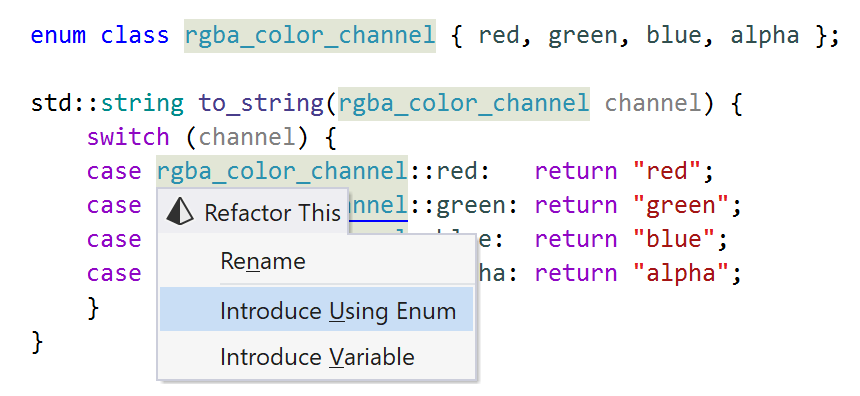 JetBrains Rider: Introduce Using Enum