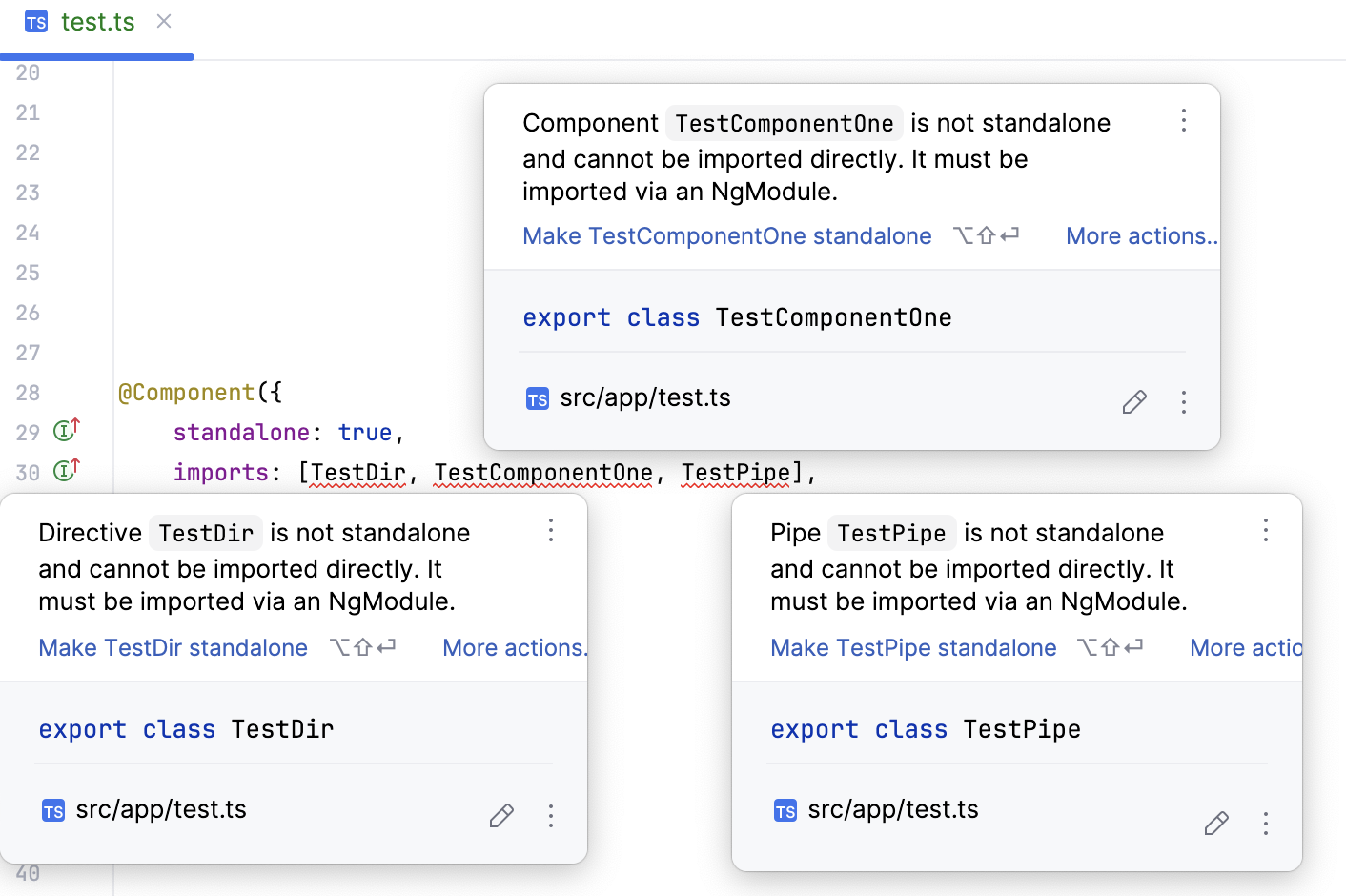 Incorrect usage imports directives in non-standalone components Incorrect usage imports directives in non-standalone components