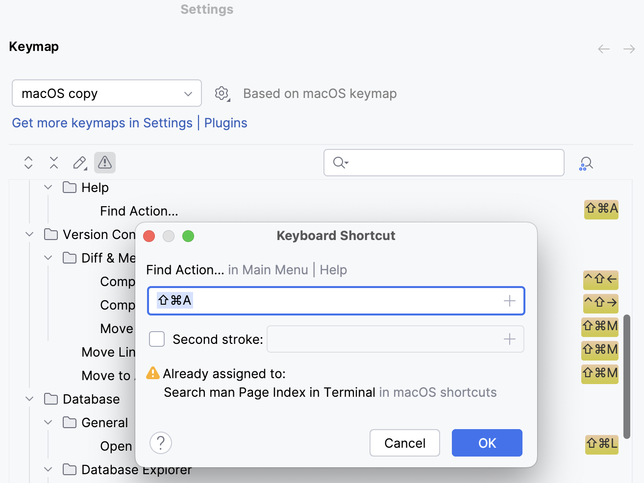 Adjust conflicting shortcuts Adjust conflicting shortcuts