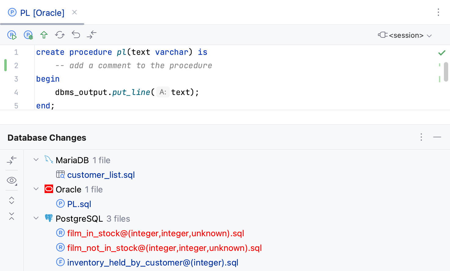 the Database Changes tool window the Database Changes tool window