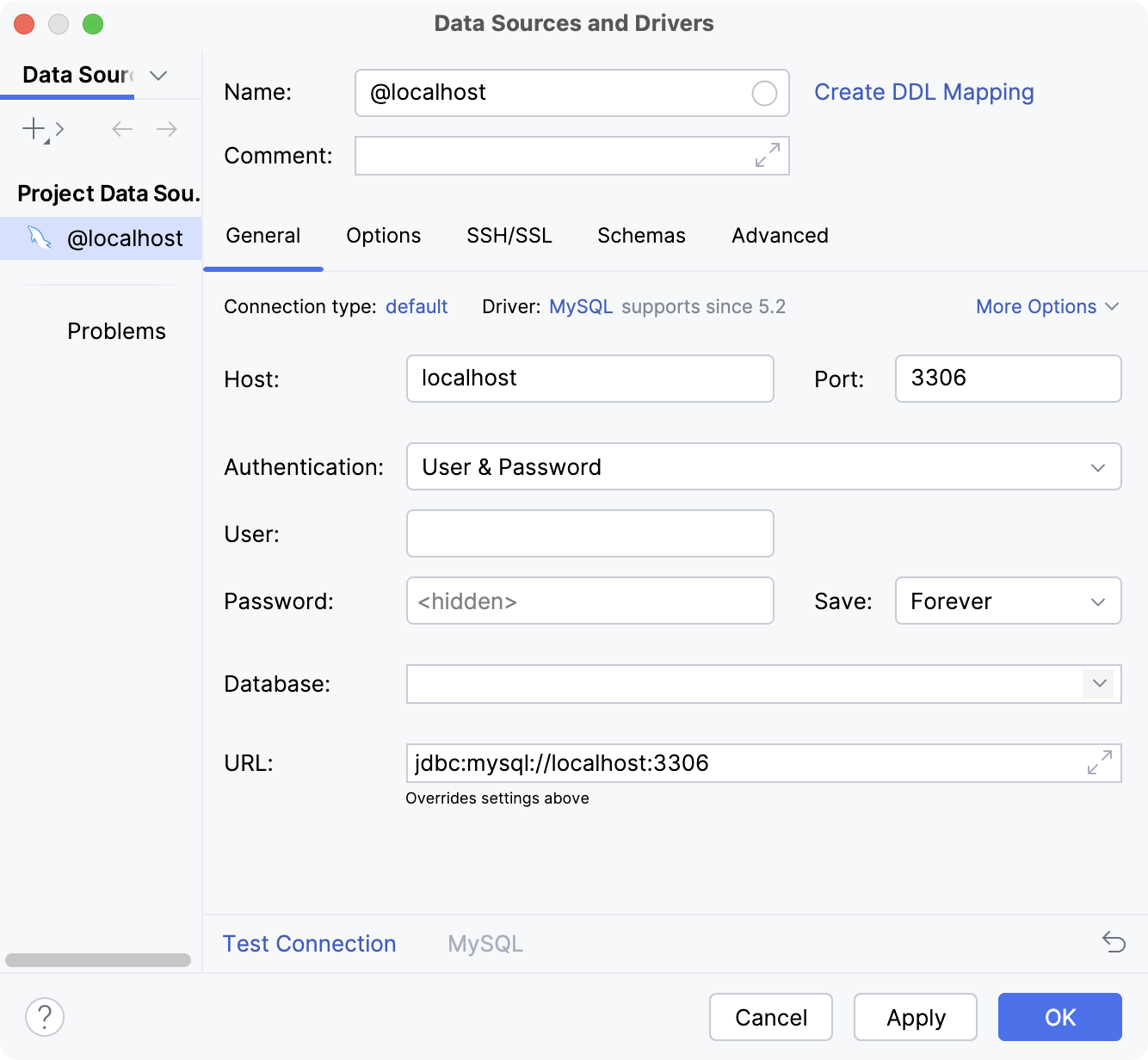 The new data source settings