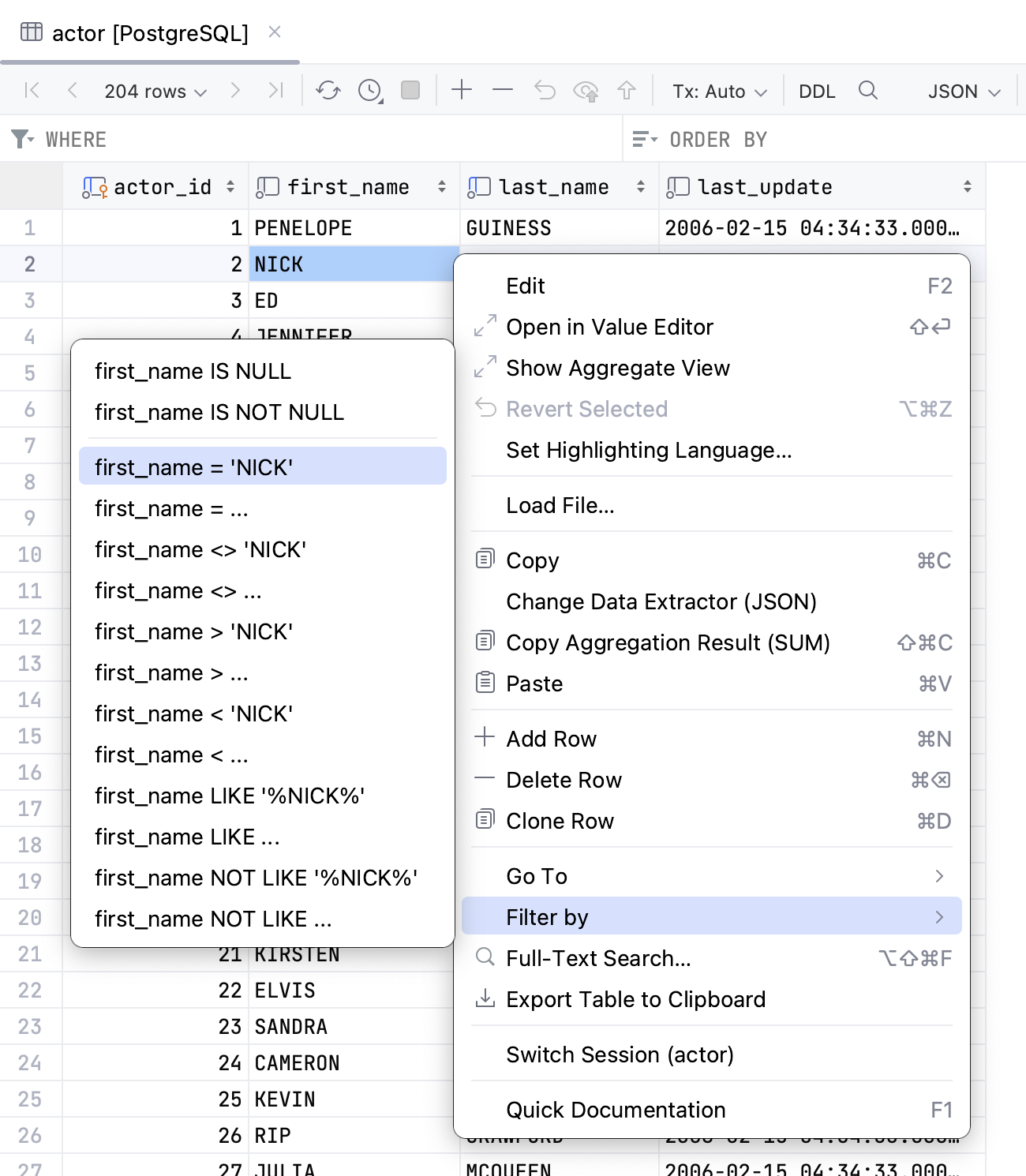 Using quick filters Using quick filters